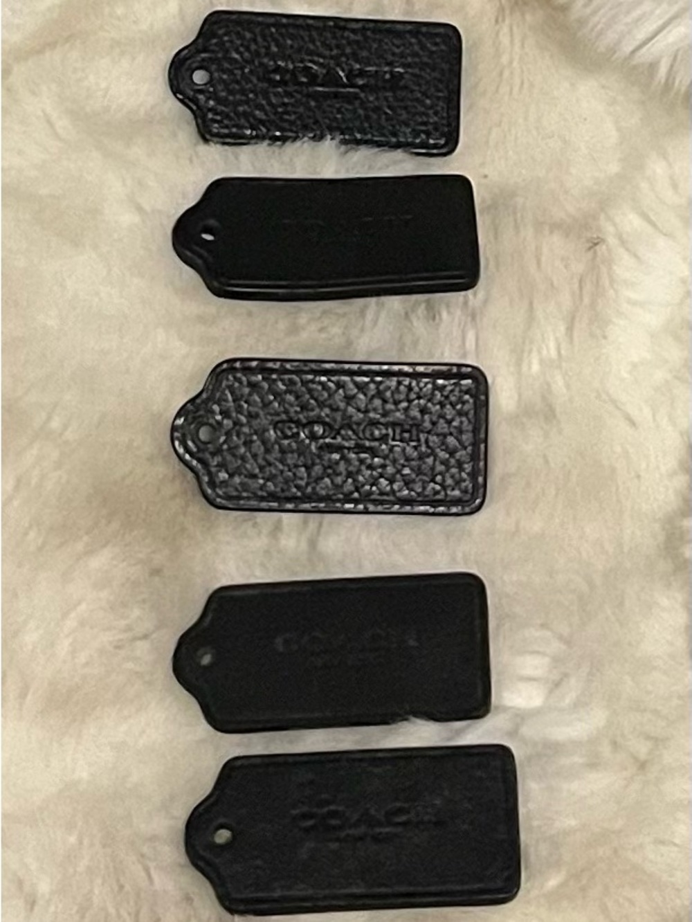 COACH Black Leather LOGO Bag Tag Set of 5 ORIG $299+